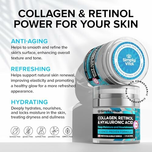 Collagen and Retinol skincare products with benefits.