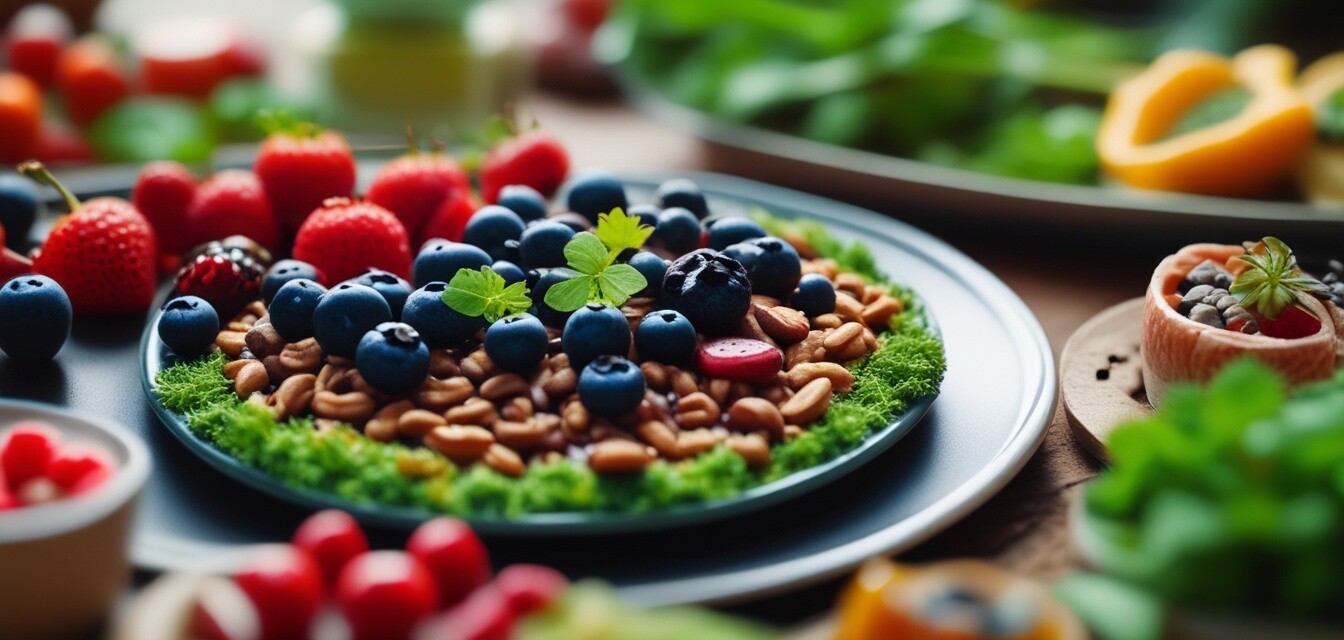 Colorful plate showcasing anti-aging foods.