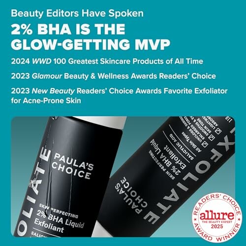 Paula's Choice Exfoliant with multiple beauty awards.