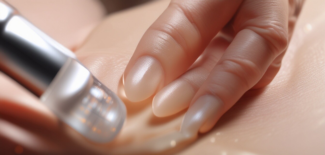 Applying anti-aging serum on skin