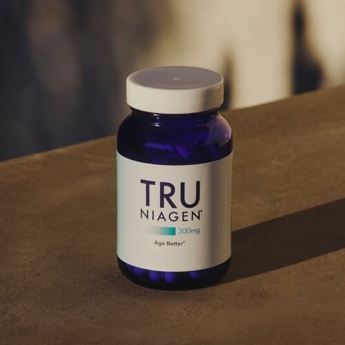 Tru Niagen supplement bottle on a surface